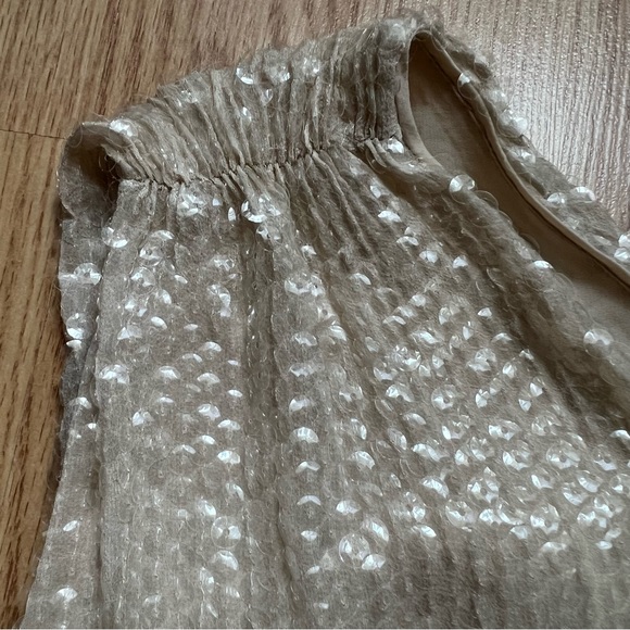 Alice + Olivia Sasha one-shouldered silk sequined top in light nude/champagne - Picture 7 of 12